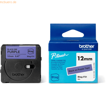 Brother Brother Schriftband BTAG-F31 Schwarz auf Lila 12 mm x 4 m von Brother