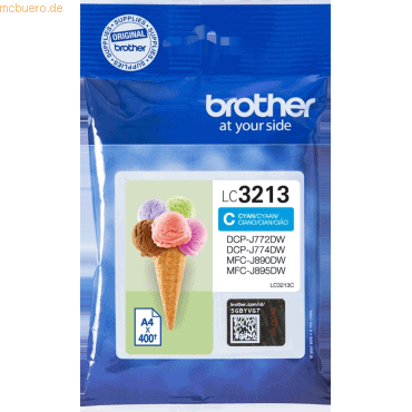 Brother Brother Tintenpatrone LC-3213C Cyan (ca. 400 Seiten) von Brother