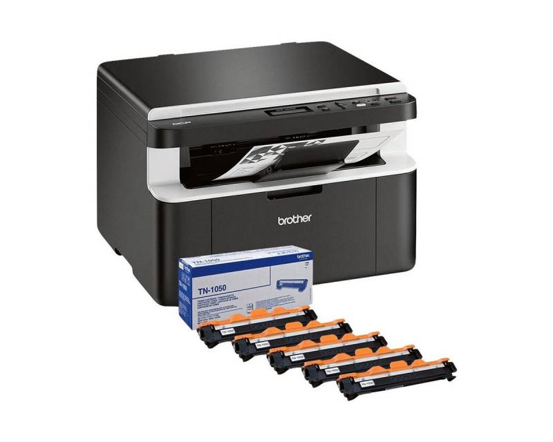 Brother DCP-1612WVB mit 5 Tonerkassetten schwarz Multifunktionsdrucker, (3-in-1, WLAN, A4) von Brother