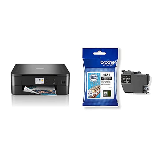 Brother DCP-J1140DW 3-in-1 Farbtintenstrahl-Multifunktionsgerät, Weiß, 400 x 151 x 343 mm & LC421BK LC-421BK Tintenpatrone – Schwarz für DCP-J1050DW, DCP-J1140DW, MFC-J1010DW Brother DCP-J1140DW 3-in-1 Farbtintenstrahl-Multifunktionsgerät, Weiß, 400 x 151 x 343 mm & LC421BK LC-421BK Tintenpatrone – Schwarz für DCP-J1050DW, DCP-J1140DW, MFC-J1010DW von Brother
