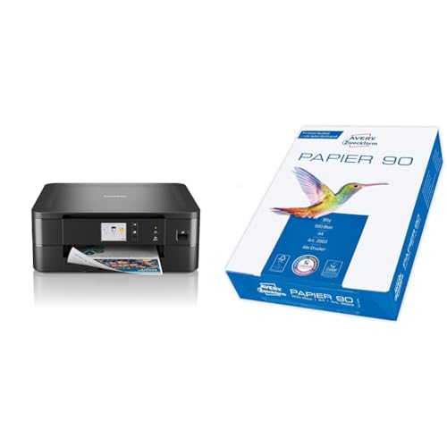 Brother DCP-J1140DW 3-in-1 Farbtintenstrahl-Multifunktionsgerät & Avery Zweckform 2563 Drucker-/Kopierpapier (500 Blatt, 90 g/m², DIN A4 Papier, hochweiß, für alle Drucker) 1 Pack von Brother