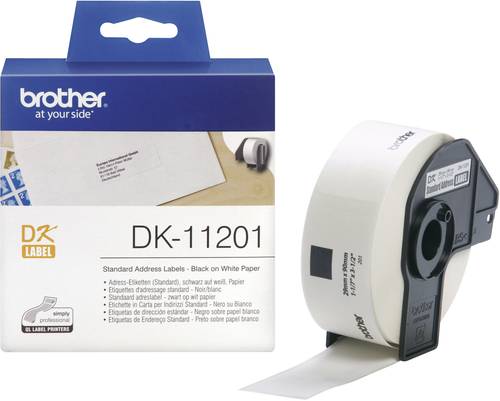Brother DK-11201 Etiketten Rolle 29 x 90mm Papier Weiß 400 St. Permanent haftend DK11201 Adress-Eti von Brother