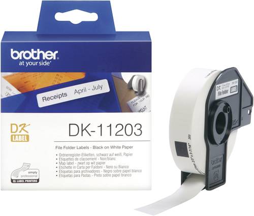 Brother DK-11203 Etiketten Rolle 17 x 87mm Papier Weiß 300 St. Permanent haftend DK11203 Ordnerregi von Brother