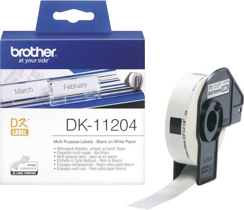 Brother DK-11204 Etiketten Rolle 54 x 17mm Papier Weiß 400 St. Permanent haftend DK11204 Adress-Eti von Brother