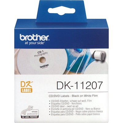 Brother DK-11207 Rundetiketten – schwarz auf weiß, Durchm. 58 mm, 100 Stk. von Brother