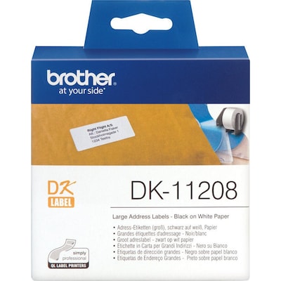 Brother DK-11208 Einzeletiketten – schwarz auf weiß, 400 Stk. 38 x 90 mm von Brother