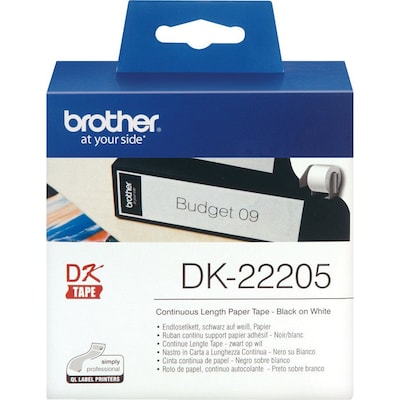 Brother DK-22205 Endlosetiketten – schwarz auf weiß, 62 mm x 30,48 m von Brother