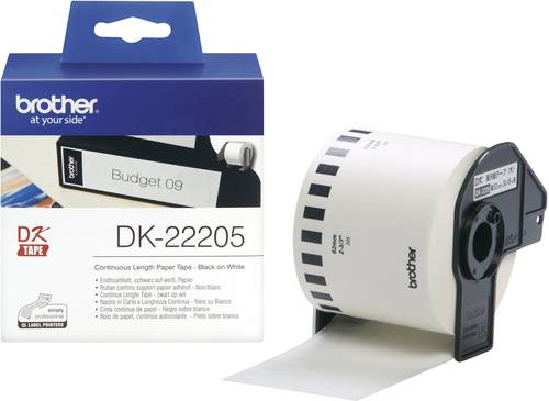 Brother DK-22205 Etiketten Rolle 62mm x 30.48m Papier Weiß 1 St. Permanent haftend DK22205 Universa Brother DK-22205 Etiketten Rolle 62mm x 30.48m Papier Weiß 1 St. Permanent haftend DK22205 Universa von Brother