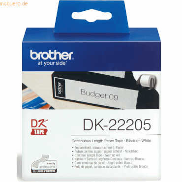 Brother DK-Endlos-Etiketten 62mm x 30,48m weiß Papier Brother DK-Endlos-Etiketten 62mm x 30,48m weiß Papier von Brother