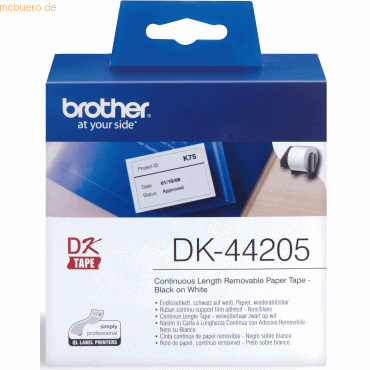 Brother DK-Endlosetiketten 62mm x 30,48m Papier weiß ablösbar Brother DK-Endlosetiketten 62mm x 30,48m Papier weiß ablösbar von Brother
