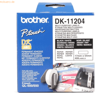 Brother DK-Etiketten 17x54mm weiß VE=400 Stück von Brother