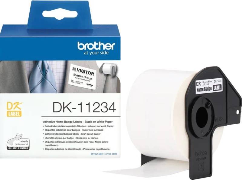 Brother DK11234 - Papier - selbstklebend - Schwarz auf Weiß - 60 x 86 mm 260 Etikett(en) (1 Rolle(n) x 260) gestanzte Etiketten - für Brother QL-1100, QL-1110NWB, QL-600B, QL-600G, QL-600R, QL-800, QL-810W, QL-820NWB von Brother
