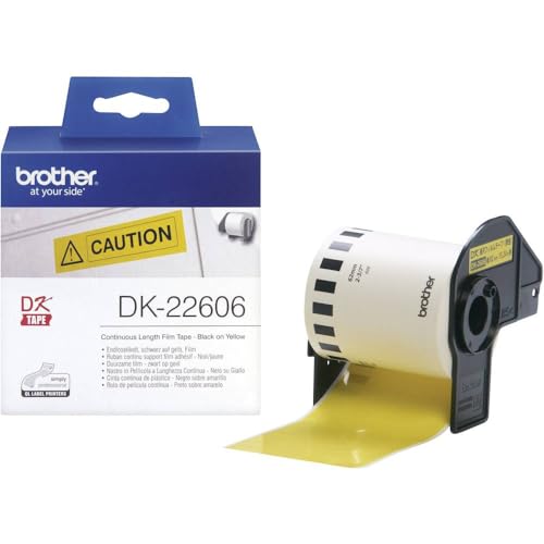Brother DK-22606 Endlosetiketten Film (62 mm breit, 15,24 m lang, für QL-Etikettendrucker) schwarz auf gelb Brother DK-22606 Endlosetiketten Film (62 mm breit, 15,24 m lang, für QL-Etikettendrucker) schwarz auf gelb von Brother
