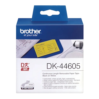 Brother DK44605 Endlos-Etikett (Papier) - Gelb, 62 mm x 30,48 m, wiederablösbar von Brother