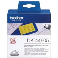 Brother DK44605 Endlos-Etikett (Papier) - Gelb, 62 mm x 30,48 m, wiederablösbar von Brother