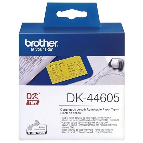 Brother DK44605 Endlosetiketten Papier schwarz auf gelb One size von Brother