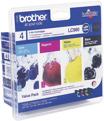 Brother Druckerpatrone LC-980 Original Kombi-Pack Schwarz, Cyan, Magenta, Gelb LC980VALBP von Brother