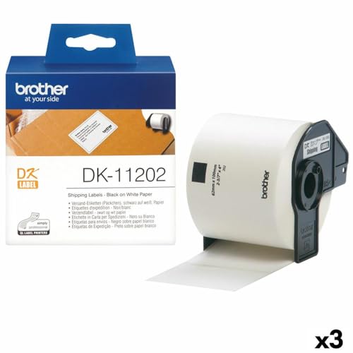 Brother Etikettensystem für Drucker Brother DK-11202 Schwarz/Weiß, 62 x 100 mm (3 Stück) von Brother