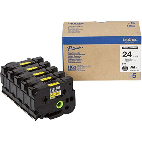 Brother Original HGe-651V5 Schriftband 5er Set Bandfarbe: Gelb Schriftfarbe: Schwarz 24mm 8m Brother Original HGe-651V5 Schriftband 5er Set Bandfarbe: Gelb Schriftfarbe: Schwarz 24mm 8m von Brother
