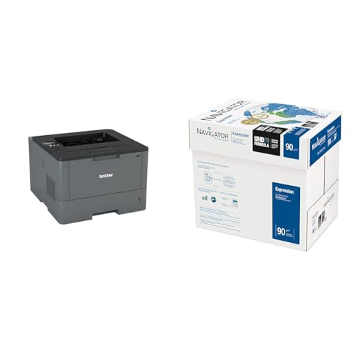 Brother HL-L5100DNG1 Mono-Laserdrucker (A4, 40 Seiten/min, 1200 x 1200 DPI, LAN, Duplex) schwarz & 2500 Blatt Navigator Expression Inkjet/Kopierpapier 90g/m² A4 Papier von Brother
