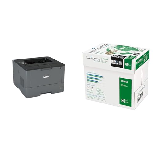 Brother HL-L5100DNG1 Mono-Laserdrucker (A4, 40 Seiten/min, 1200 x 1200 DPI, LAN, Duplex) schwarz & Navigator A4 UNIVERSAL; Druck- und Kopierpapier; A4; 5x500 Blatt; 80g (frustfreie Schutzverpackung) von Brother