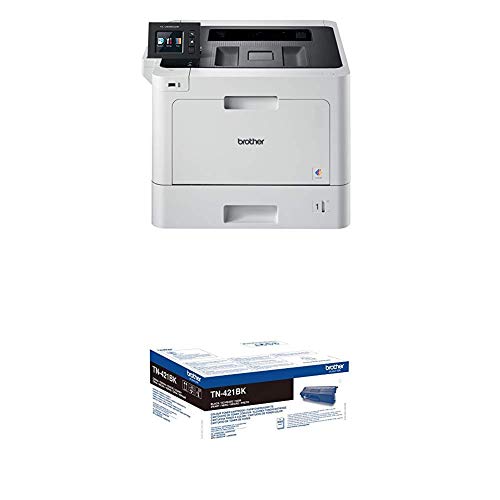 Brother HL-L8360CDW W-LAN Farblaserdrucker mit Duplex (2400 x 600 dpi, 2.380 Blatt Papierkapazität) weiß/schwarz + TN-421BK Original Tonerkassette, schwarz von Brother