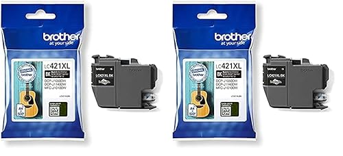 Brother LC-421XLBK Tintenpatrone – Schwarz für DCP-J1050DW, DCP-J1140DW, MFC-J1010DW (Packung mit 2) von Brother