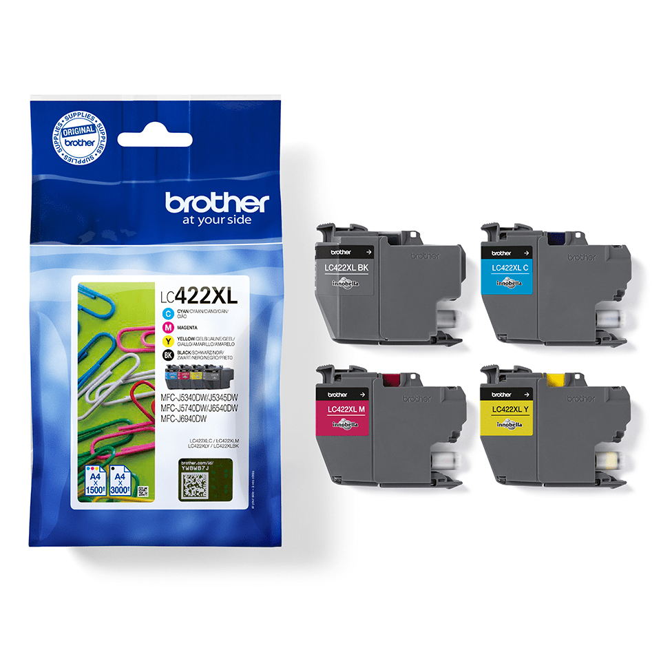 Brother LC-422XL Tintenpatronen 4er Multipack Schwarz, Cyan, Magenta & Gelb | Kompatibilität: MFC-J5340DW // MFC-J5345DW // MFC-J5740DW // MFC-J6540D Brother LC-422XL Tintenpatronen 4er Multipack Schwarz, Cyan, Magenta & Gelb | Kompatibilität: MFC-J5340DW // MFC-J5345DW // MFC-J5740DW // MFC-J6540D von Brother