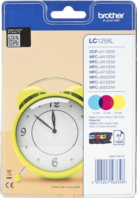 Brother LC125XL Rainbow Pack - Mit hoher Kapazität - Gelb, Cyan, Magenta - original - Blisterverpackung - Tintenpatrone - für Brother DCP-J4110DW, MFC-J4410DW, MFC-J4510DW, MFC-J6520DW, MFC-J6720DW, MFC-J6920DW Brother LC125XL Rainbow Pack - Mit hoher Kapazität - Gelb, Cyan, Magenta - original - Blisterverpackung - Tintenpatrone - für Brother DCP-J4110DW, MFC-J4410DW, MFC-J4510DW, MFC-J6520DW, MFC-J6720DW, MFC-J6920DW von Brother