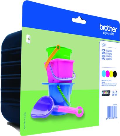 Brother LC221 Value Pack - 4er-Pack - Schwarz, Gelb, Cyan, Magenta - Original - Tintenpatrone - für Brother DCP-J562DW, MFC-J480DW, MFC-J680DW, MFC-J880DW Brother LC221 Value Pack - 4er-Pack - Schwarz, Gelb, Cyan, Magenta - Original - Tintenpatrone - für Brother DCP-J562DW, MFC-J480DW, MFC-J680DW, MFC-J880DW von Brother