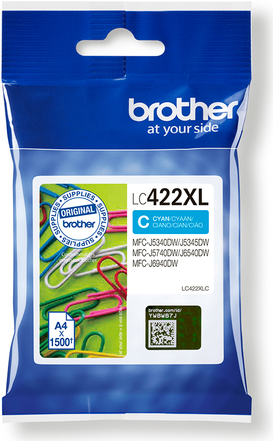 Brother LC422XLC - Hohe Ergiebigkeit - Cyan - original - Tintenpatrone - für Brother MFC-J5340DW, MFC-J5740DW, MFC-J6540DW, MFC-J6940DW Brother LC422XLC - Hohe Ergiebigkeit - Cyan - original - Tintenpatrone - für Brother MFC-J5340DW, MFC-J5740DW, MFC-J6540DW, MFC-J6940DW von Brother