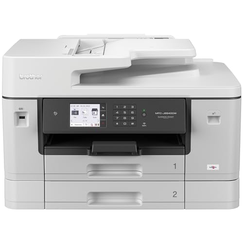 Brother MFC-J6940DW DIN A3 4-in-1 Farbtintenstrahl-Multifunktionsgerät (2 x 250 Blatt Papierkassette, Drucken, scannen, kopieren, faxen), Weiß, Mittel von Brother International GmbH
