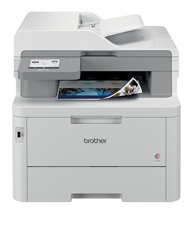 Brother MFC-L8340CDW Professionelles und kompaktes 4-in-1 Farb-LED-Multifunktionsgerät (Drucker, Scanner, Kopierer, Fax, 30 Seiten/Min.) weiß/grau von Brother