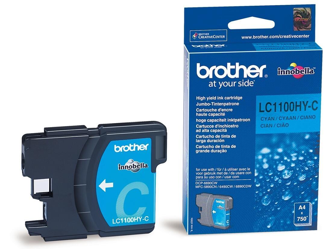 Brother Original LC-1100HYC Druckerpatrone cyan 750 Seiten (LC1100HYC) von Brother