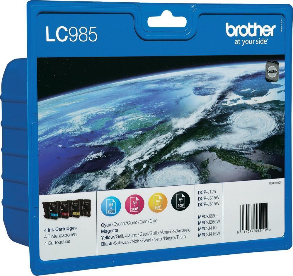 Brother Original LC-985 Druckerpatronen 4er Multipack BK/C/M/Y (LC985VALBPDR) von Brother