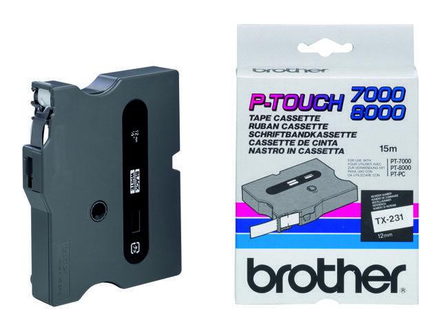 Brother Original P-Touch Farbband schwarz auf weiß (TX-231) von Brother