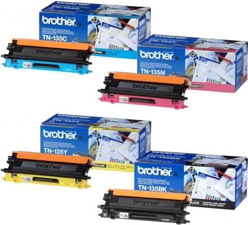 Brother Original TN135, TN-135 Toner - 4er Multipack schwarz Cyan Magenta gelb für DCP-9040CN DCP-9042CDN DCP-9045CDN HL-4040CN MFC-9840CDW von Brother