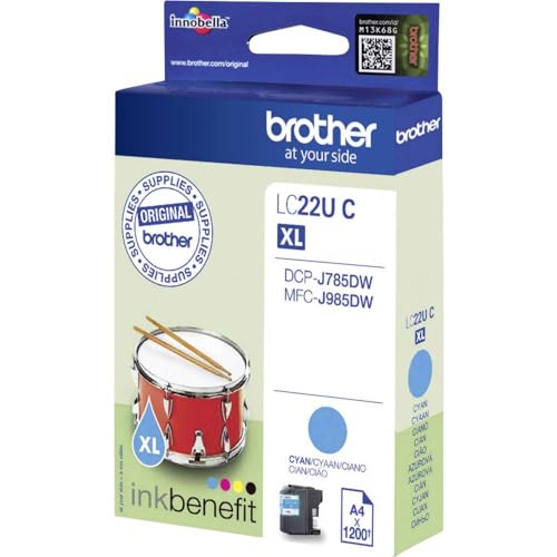 Brother Original Tintenpatrone LC-22UC cyan (für Brother MFC-J985DW und DCP-J785DW), XL von Brother