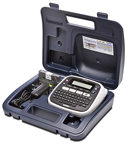 Brother PT-D200BWVP Beschriftungsgerät inklusive Netzadapter und Transportkoffer (für 3,5 bis 12 mm breite TZe-Schriftbänder, bis zu 20 mm/Sek. Druckgeschwindigkeit), Schwarz von Brother