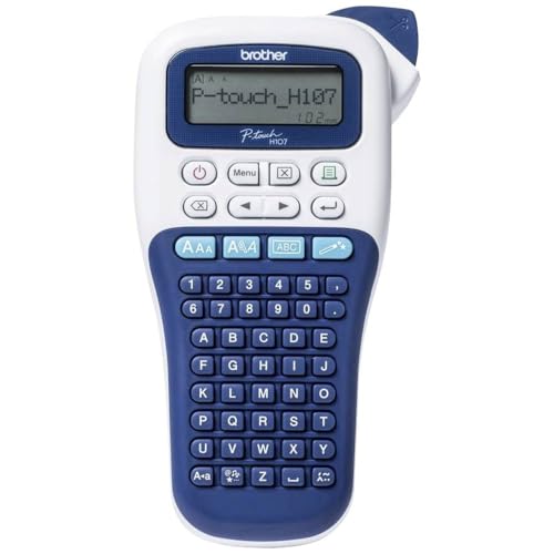 Brother PT-H107B tragbarer Etikettierer für Zuhause und Büro, bis zu 12 mm, Druckgeschwindigkeit bis zu 20 mm/Sek., Blau und Weiß. von Brother