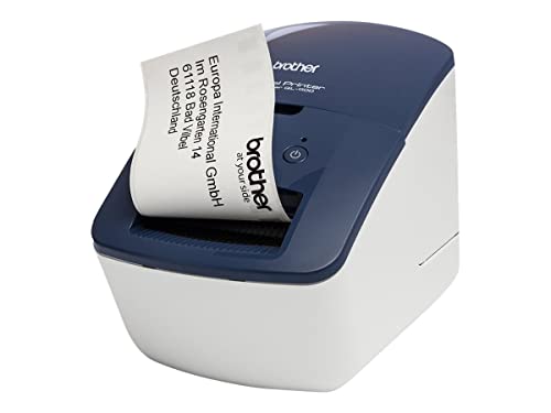 Brother QL-600B Blau Etikettendrucker (USB-Schnittstelle, Barcodedruck, automatische Schneideeinheit) von Brother
