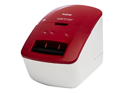 Brother QL-600R Rot Etikettendrucker (USB-Schnittstelle, Barcodedruck, automatische Schneideeinheit), 130, QL600RXX1 von Brother