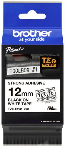 Brother Schriftband Extra stark klebend TZe TZe-S231 Bandfarbe: Weiß Schriftfarbe:Schwarz 12mm 8m Brother Schriftband Extra stark klebend TZe TZe-S231 Bandfarbe: Weiß Schriftfarbe:Schwarz 12mm 8m von Brother