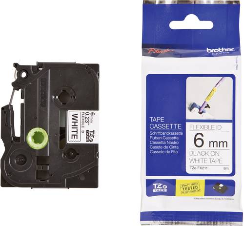 Brother Schriftband Flexibel TZe-FX TZe-FX211 Bandfarbe: Weiß Schriftfarbe:Schwarz 6mm 8m Brother Schriftband Flexibel TZe-FX TZe-FX211 Bandfarbe: Weiß Schriftfarbe:Schwarz 6mm 8m von Brother