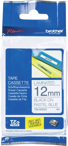 Brother Schriftband Pastell TZe TZe-MQ531 Bandfarbe: Pastell-Blau Schriftfarbe:Schwarz 12mm 4m von Brother