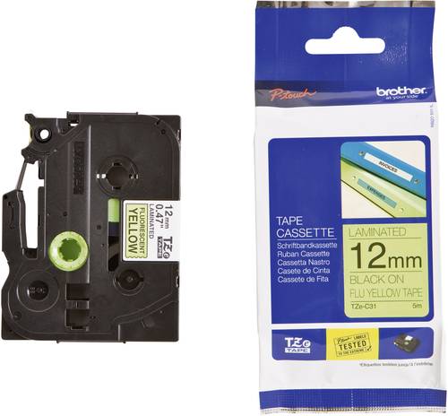 Brother Schriftband Signalfarbe TZe TZe-C31 Bandfarbe: Signal-Gelb Schriftfarbe:Schwarz 12mm 5m Brother Schriftband Signalfarbe TZe TZe-C31 Bandfarbe: Signal-Gelb Schriftfarbe:Schwarz 12mm 5m von Brother