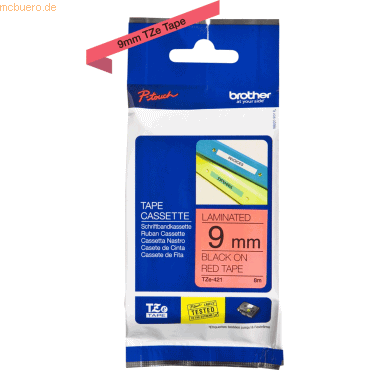 Brother Schriftband TZE-421 9mm rot/schwarz Brother Schriftband TZE-421 9mm rot/schwarz von Brother