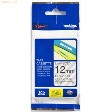 Brother Schriftband TZE131 12mm schwarz/transparent Brother Schriftband TZE131 12mm schwarz/transparent von Brother