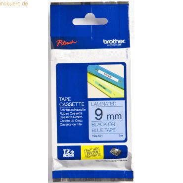 Brother Schriftband TZE521 9mm schwarz/blau Brother Schriftband TZE521 9mm schwarz/blau von Brother