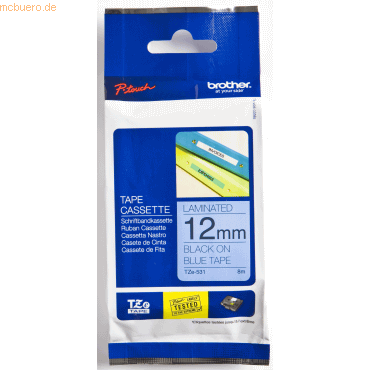 Brother Schriftband TZE531 12mm schwarz/blau Brother Schriftband TZE531 12mm schwarz/blau von Brother